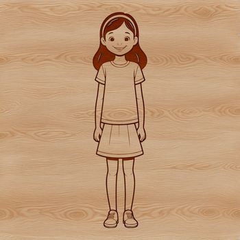 A detailed illustration of a young female figure in simple vector style.