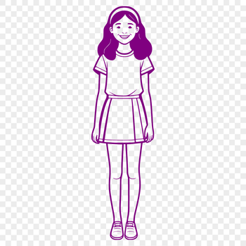 A stylized illustration of a young girl designed as vector art for digital applications.