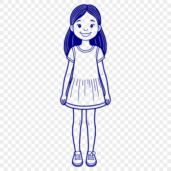 A young girl in a bright and colorful outfit, suitable as a vector design element.