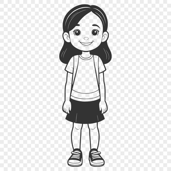 Young girl illustrated in a simple style with clean lines.