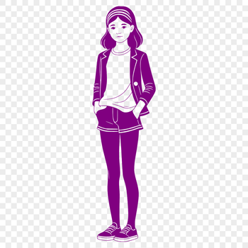 Young female illustration in vector format suitable for digital crafting and design projects.