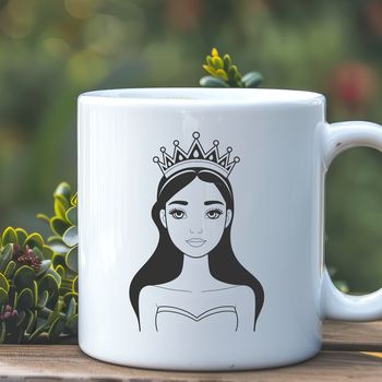 Young girl princess graphic designed as a scalable SVG file.
