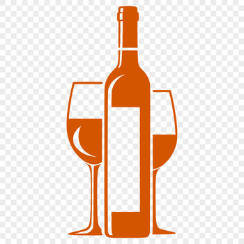 A close-up illustration of a glass filled with red wine, set against a white background.
