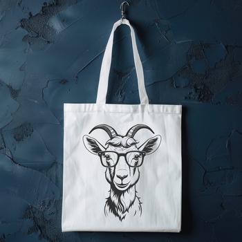 A stylized illustration of a farm animal, specifically a goat, designed as a vector graphic.