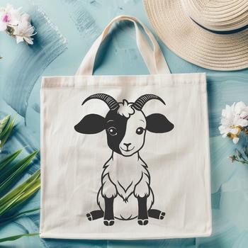 A digital illustration of a goat, suitable for use in various graphic design applications.