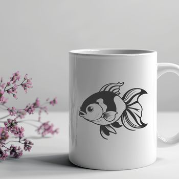 A colorful goldfish swimming in water, suitable for digital design and crafting projects.