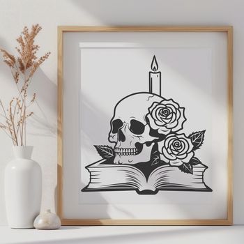 A decorative gothic-style skull with intricate details, suitable for Halloween decorations or crafts.