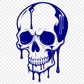 A gothic-themed vector art design featuring a dripping skull, ideal for Halloween decorations or graphics.