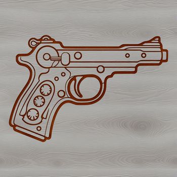 Vector illustration of a pistol, suitable for laser cutting or pyrography.