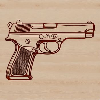 A detailed vector illustration of a handgun in various formats including SVG and PDF.