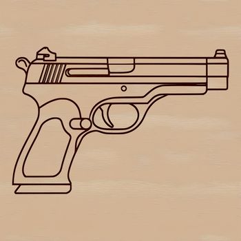 A detailed design of a pistol rendered as a scalable graphic element.