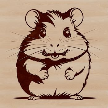 A colorful illustration of a hamster in a cozy environment.