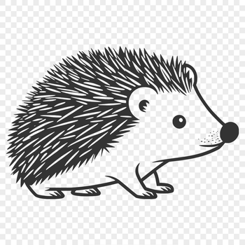 A detailed vector illustration of a small hedgehog with spikes and rounded features.