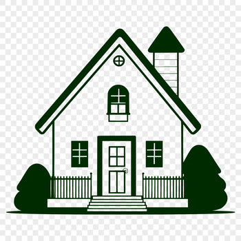 A 2D representation of a house structure, suitable for vector editing in software like Illustrator or Procreate.