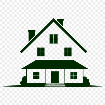 A 2D representation of a house with simple lines and shapes.