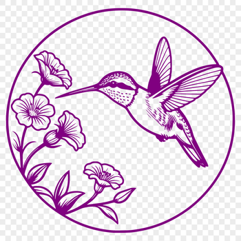 A stylized vector graphic of a hummingbird, suitable for use as clip art or in digital designs.