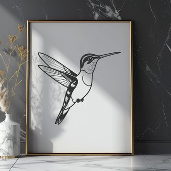A colorful illustration of a hummingbird perched on a branch, created as a vector graphic.