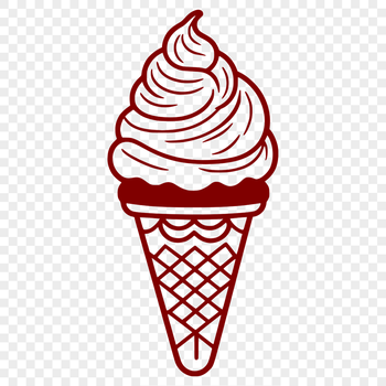 A colorful illustration of a scoop of ice cream on a cone, made up of vector shapes.