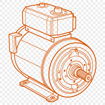 An illustration of a high-tech electric motor with moving parts, suitable for vector graphics and cutting machine projects.