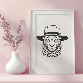 A large feline animal with distinctive spots, depicted in vector form.