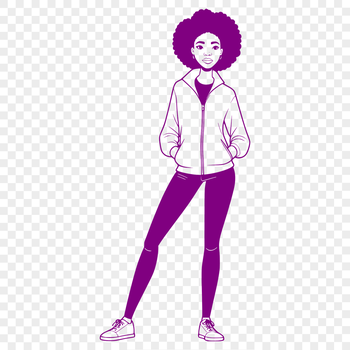 A young girl with a neutral expression, designed as a simple vector graphic for personal or commercial projects.