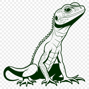 A vector illustration of a reptile with scales and a long tail.