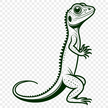 A graphic illustration of a reptile lizard in its natural habitat.