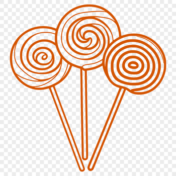 An isolated vector graphic of a single lollipop with bold stripes and a rounded tip.
