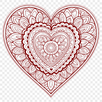 An intricately designed vector mandala heart pattern for crafting and design projects.