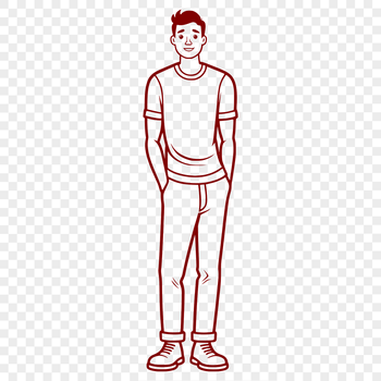 A minimalist illustration of a male figure in a neutral pose.