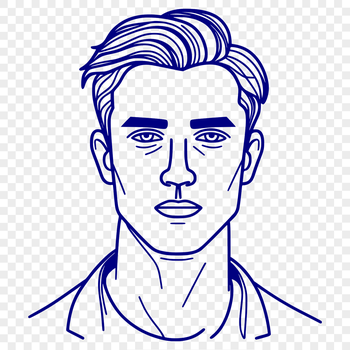 An abstract vector representation of a human form with clean lines and minimal details.