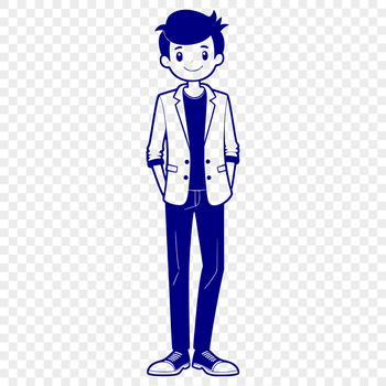 An outline illustration of a person created with a digital design tool.