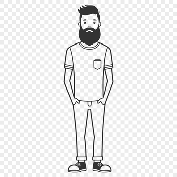 A digital illustration of a man with facial hair.