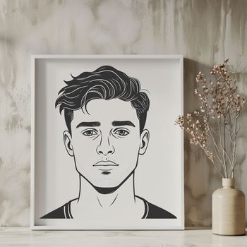 A digital illustration of a male figure in a neutral pose, created with vector art.