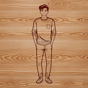A vector graphic representation of a man in simple design style.