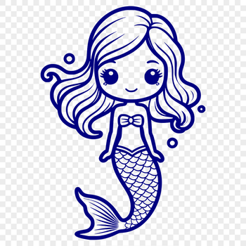 A stylized illustration of a mythical mermaid in a underwater setting.