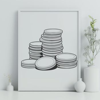 Illustrative vector graphic of various coins with diverse designs