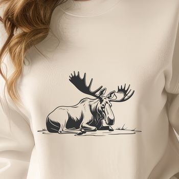 Vector illustration of a moose in a sleeping position, suitable for vector art and design projects.