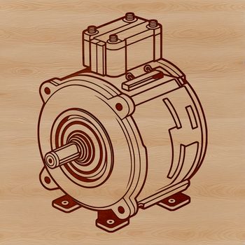 A detailed illustration of a motor, suitable for use in graphic design projects requiring vector art.