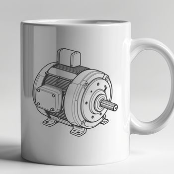 A detailed illustration of a motor with moving parts, suitable for vector art and graphics design.