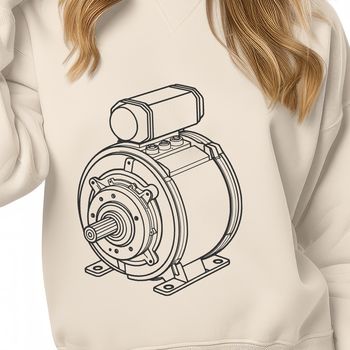 A high-tech illustration of a motor with various components, suitable for vector design projects.