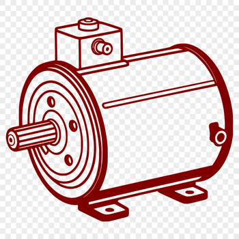 High-resolution vector illustration of a modern electric motor with various components labeled.