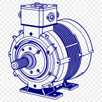 An illustration of a detailed motor, suitable for vector design projects.
