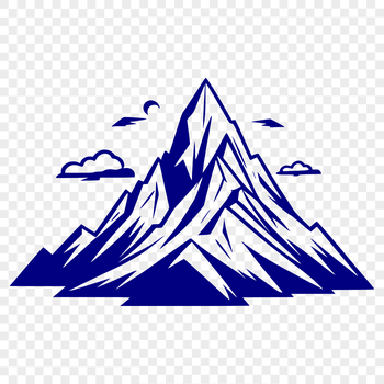 A digital representation of a mountain landscape, created using vector graphics.