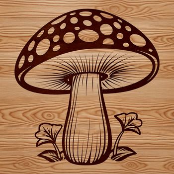 A detailed illustration of a mushroom, suitable for vector design and cutting machine templates.