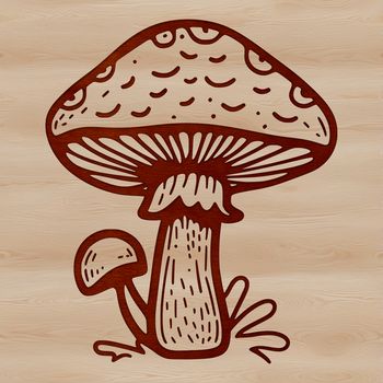 A digital illustration of a mushroom, suitable for use in vector art and graphic design projects.