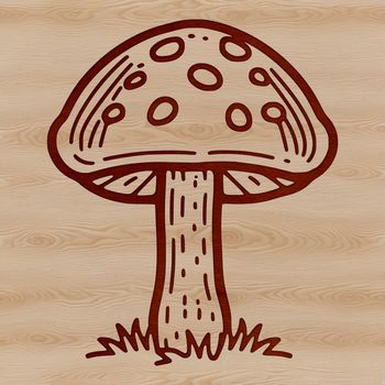 A simple line drawing of a mushroom for use in various creative projects.