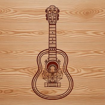 Ornate guitar design suitable for music-related projects.