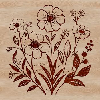 An illustration of a single blooming wild flower in a natural setting.