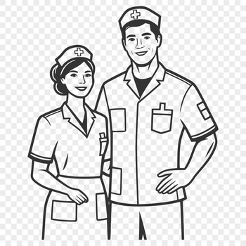 A professional illustration of a nurse in a medical setting.
